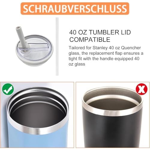 HEYIDAMAI Stanley Cup kapak, 2 adet yedek kapak, 2 pipetli 40 oz bardak için, tekrar kullanılabilir, sızdırmaz ve toz geçirmez stanley kapak, Stanley Cup yedek kapak, Stanley Cup Straw Cover