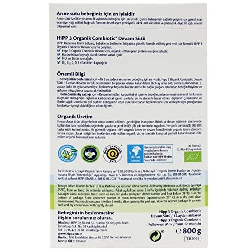 Hipp 3 Organik Combiotic Devam Sütü 800 Gr 1 Paket(1 x 800 G)