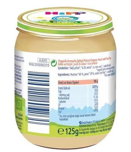 HiPP Organik Armutlu Şeftali Püresi 125 G 3lü paket