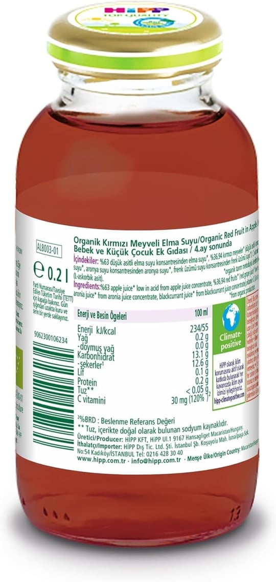 HiPP Organik Kırmızı Meyveli Elma Suyu 200 ml 3lü paket