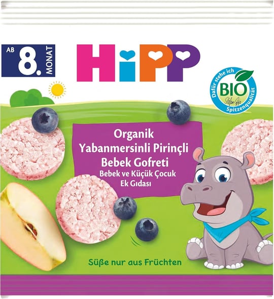HiPP Organik Pirinçli Yabanmersinli Bebek Gofreti 30 gr