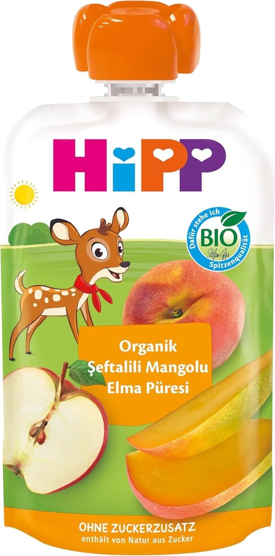 HiPP Organik Şeftalili Mangolu Elma Püresi 100 gr