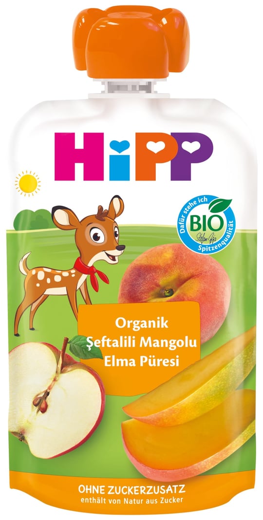HiPP Organik Şeftalili Mangolu Elma Püresi 100 gr