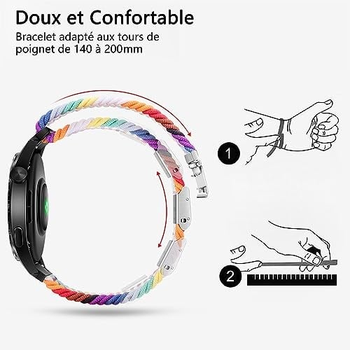 Hızlı Bırakma Kayışı 20 mm 22 mm, Zarif ve Rahat Elastik Nefes Kayışları Paslanmaz Çelik Ayarlanabilir Toka Smartwatch ve Saatler için (20 mm)