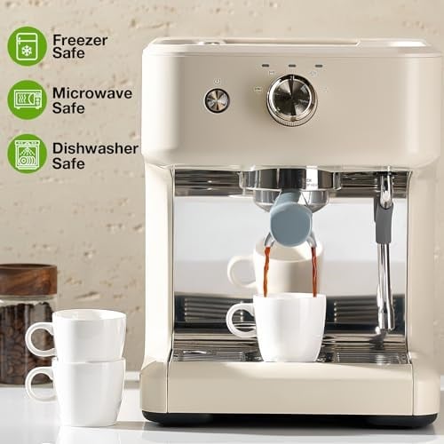 Hlukana Porselen Espresso Bardak Seti 4, 4 oz Küçük Kahve Kupaları, Espresso Makinesi ve Kahve Makinesi için Mükemmel Beyaz Demitasse Bardakları, Mikrodalga Bulaşık Makinesinde Yıkanabilir Espresso
