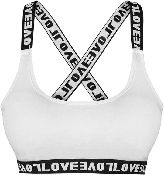 HNX Pamuklu Çıkarılabilir Kaplı LOVE Lastik Çapraz Askılı Kadın Büstiyer
