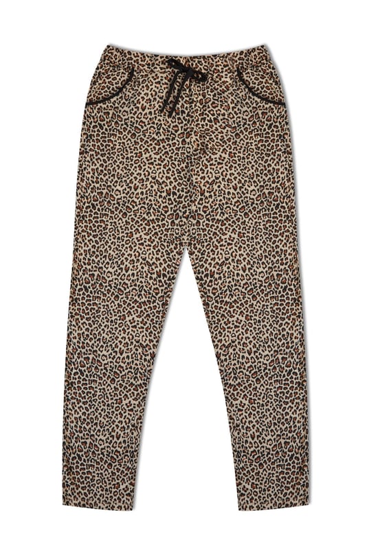 HNX Pamuklu Leopar Desen Kadın Pijama Alt Leopar Sarı hnxNM5670