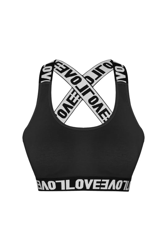 HNX Pamuklu LOVE Lastik Çapraz Askılı Pedli Kadın Büstiyer L hnxNM593