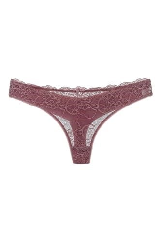 HNX UNDERWEAR 2li Önü Dantel Arkası Çift Kat Pamuklu Tanga Kadın Külot Pudra Mor XL hnxNM7601
