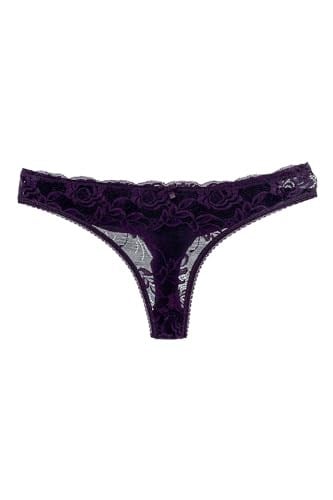 HNX UNDERWEAR 2li Önü Dantel Arkası Çift Kat Pamuklu Tanga Kadın Külot Pudra Mor XL hnxNM7601