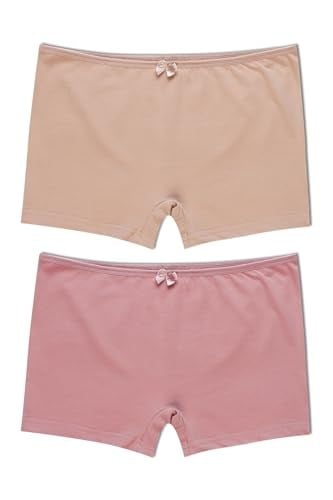 HNX UNDERWEAR 2li Pamuklu Düz Renk Kadın Boxer Külot Kahve-Vizon L hnxNM6189