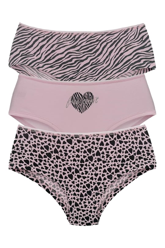HNX UNDERWEAR 3lü Hipster Kadın Külot Pembe Gri XL hnxNM981