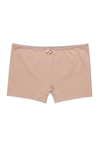HNX UNDERWEAR 5li Pamuklu Düz Renk Kadın Boxer Külot Kahve-Beyaz-Vizon-Ekru-Ten L hnxNM6217