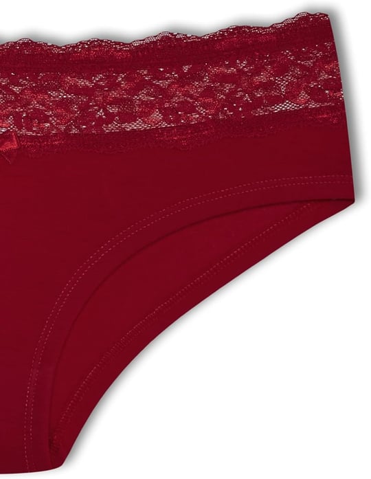 HNX UNDERWEAR Beli Dantelli Yarım Şort Kadın Boxer Külot Bordo L hnxNM6074