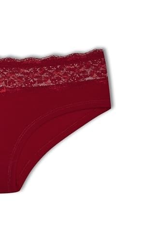 HNX UNDERWEAR Beli Dantelli Yarım Şort Kadın Boxer Külot Bordo L hnxNM6074