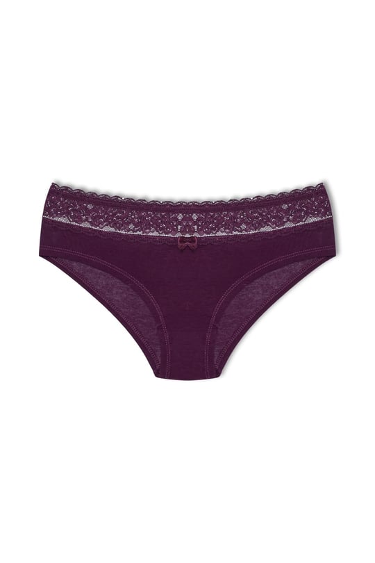 HNX UNDERWEAR Beli Dantelli Yarım Şort Kadın Boxer Külot Mor L hnxNM6076