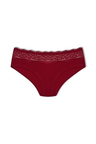 HNX UNDERWEAR Beli Dantelli Yarım Şort Kadın Boxer Külot Bordo L hnxNM6074