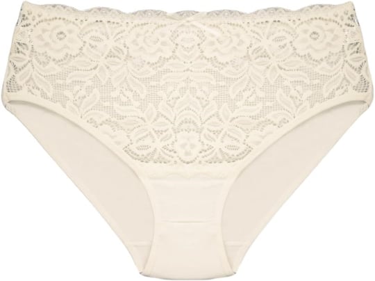 HNX UNDERWEAR Dantelli Yüksek Bel Büyük Beden Bato Kadın Külot Ekru XXL hnxNM3056