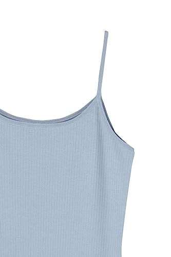HNX UNDERWEAR Pamuklu Fitilli Dokulu İnce Askılı Kadın Atlet (Navy, L)