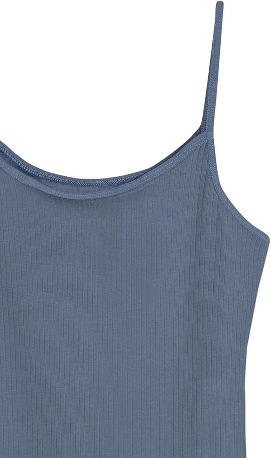 HNX UNDERWEAR Pamuklu Fitilli Dokulu İnce Askılı Kadın Atlet (Denim, M)