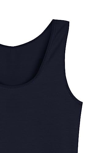 HNX UNDERWEAR Pamuklu Kalın Askılı Kadın Atlet (Lacivert, XL)