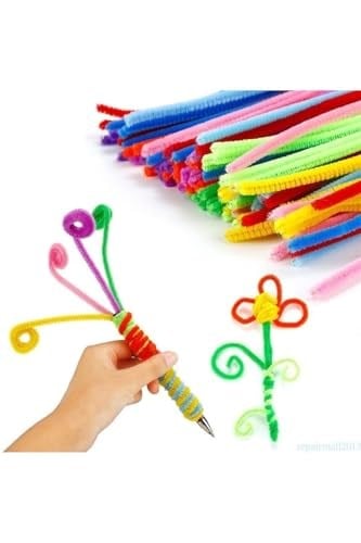 Hobialem Renkli Şönil, 200 Adet, Eğitici Şönil Seti, Tüylü Tel, 30 Cm, Peluş Tel