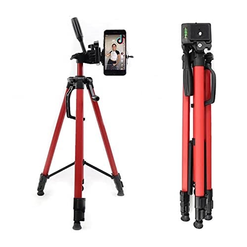 Hobimtek 3366 Alüminyum Cep Telefonu İçin Su Terazili Tripod 140 Cm Pro (Kırmızı)