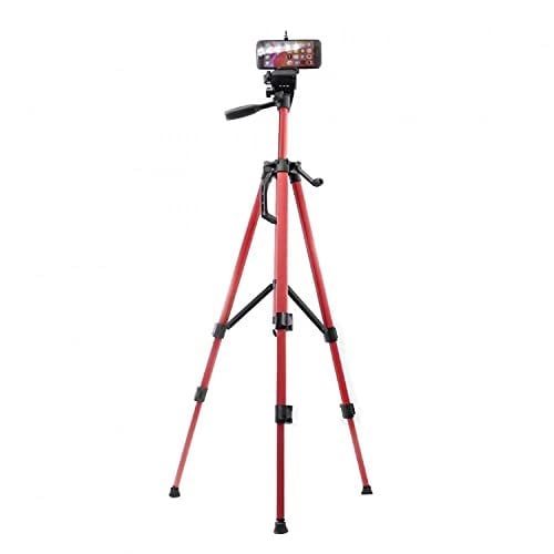 Hobimtek 3366 Alüminyum Cep Telefonu İçin Su Terazili Tripod 140 Cm Pro (Kırmızı)