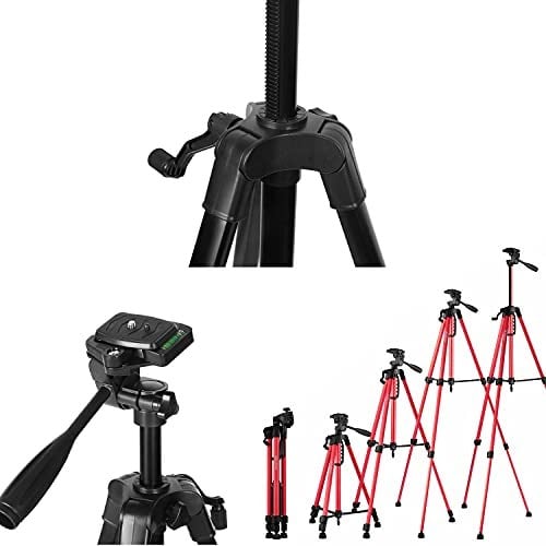 Hobimtek 3366 Alüminyum Cep Telefonu İçin Su Terazili Tripod 140 Cm Pro (Kırmızı)