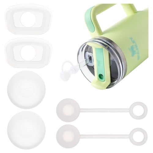 HOMDSG Silikon Dökülme Durdurucu 3lü Set, Stanley Cup 1.0 40 oz/30 oz, Bardak Aksesuarları, 2 Hasır Kapak Kapağı, 2 Kare Dökülme Durdurucu ve 2 Yuvarlak Sızıntı Durdurucu Dahil