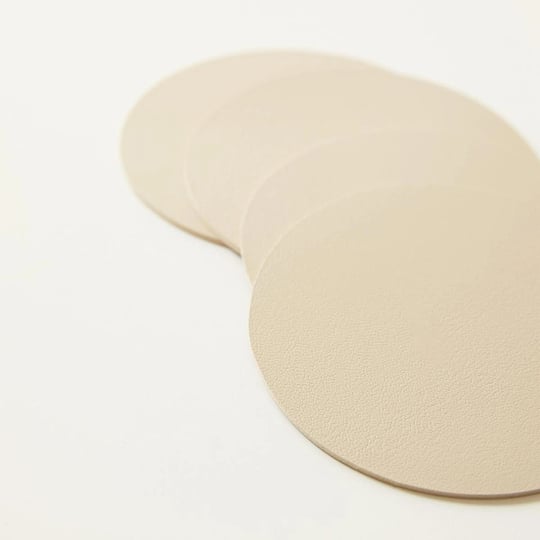Home Wave 4lü Bej/taş Renk Suni Deri Bardak Altlığı Ø 10 Cm