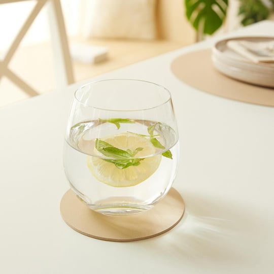 Home Wave 4lü Bej/taş Renk Suni Deri Bardak Altlığı Ø 10 Cm