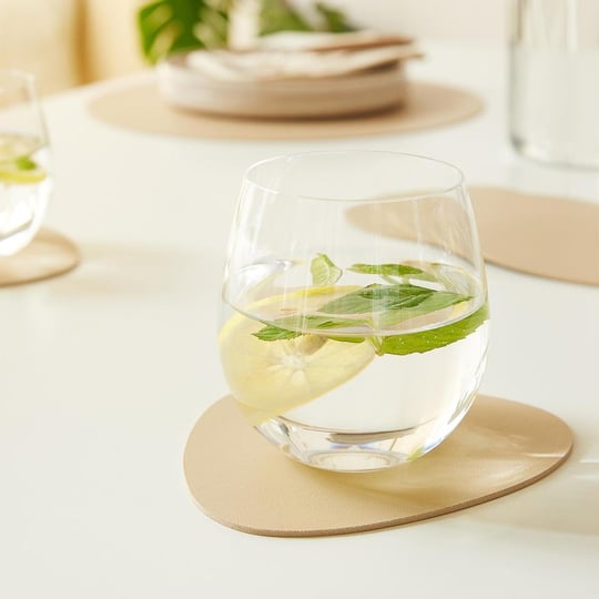 Home Wave 4lü Bej/taş Renk Suni Deri Bardak Altlığı 13 X 11.5 Cm