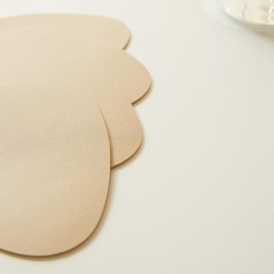 Home Wave 4lü Bej/taş Renk Suni Deri Bardak Altlığı 13 X 11.5 Cm