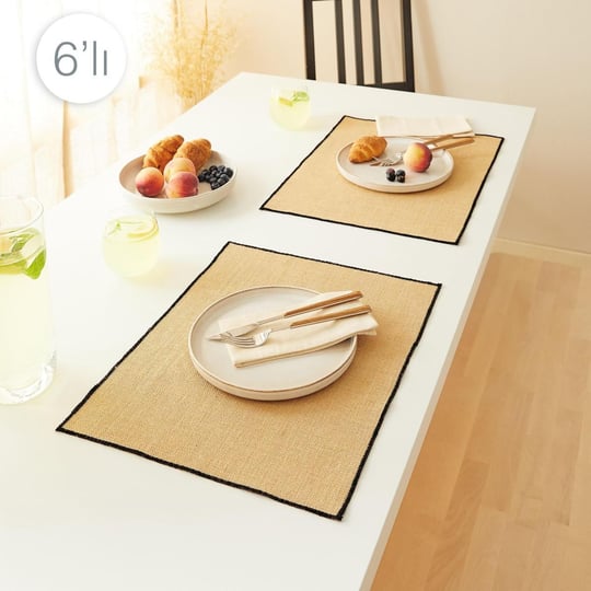 Home Wave 6lı Siyah Dikiş Detaylı Jüt Amerikan Servis 45 X 35 Cm