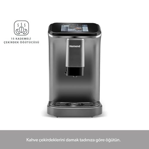 Homend Coffeebreak 5008H Çelik Kahve Öğütücülü, Süt Köpürtücülü, Dokunmatik Ekranlı Full Otomatik Espresso Makinesi