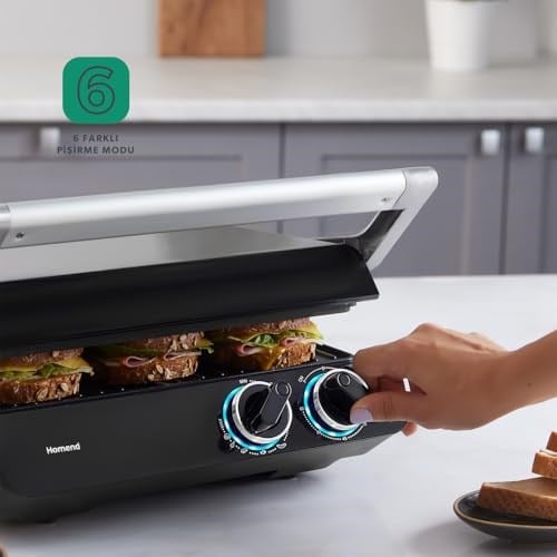 Homend Grilliant 1342H 3 in 1 Inox Gövde Çift Taraflı XL Döküm Plaka Tost ve Izgara Makinesi