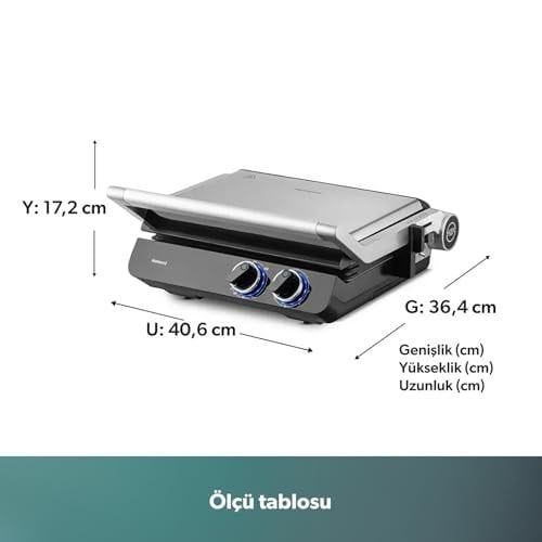 Homend Grilliant 1342H 3 in 1 Inox Gövde Çift Taraflı XL Döküm Plaka Tost ve Izgara Makinesi