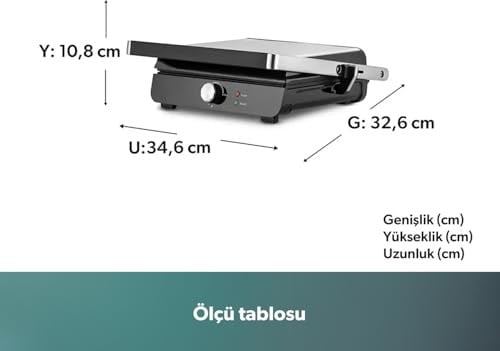 Homend Grilliant 1349H 4 Dilim Kapasiteli Gövdeli Döküm Plakalı Tost ve Izgara Makinesi Inox 2000W