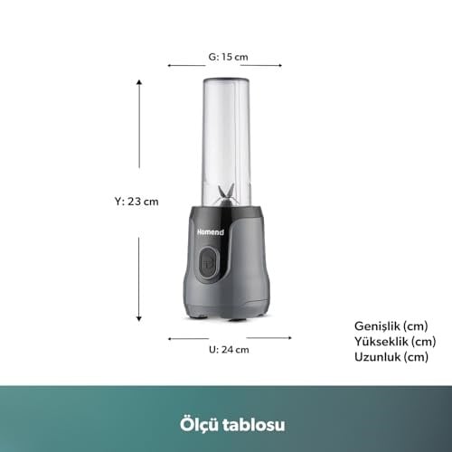 HOMEND Homend Mixfresh 7026H Kişisel Smoothie Blender Antrasit Siyah