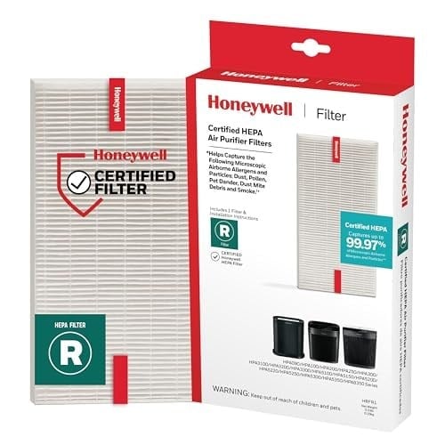 Honeywell HEPA Hava Temizleyici Filtre R, HPA 100/200/300 ve 5000 Serisi için 1li Paket - Havadaki Alerjen Hava Filtresi Orman Yangını/Duman, Polen, Hayvan Kepeği ve Tozu Hedefler