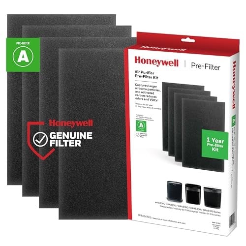 Honeywell HRF-A200 Hava Temizleyici Ön Kit Filtresi, 4lü Paket - Alerjen Hava Filtresi Toz, VOC, Evcil Hayvan, Mutfak ve Orman Yangını/Duman Kokularını Hedefler