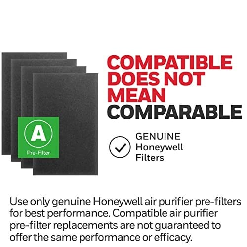 Honeywell HRF-A200 Hava Temizleyici Ön Kit Filtresi, 4lü Paket - Alerjen Hava Filtresi Toz, VOC, Evcil Hayvan, Mutfak ve Orman Yangını/Duman Kokularını Hedefler