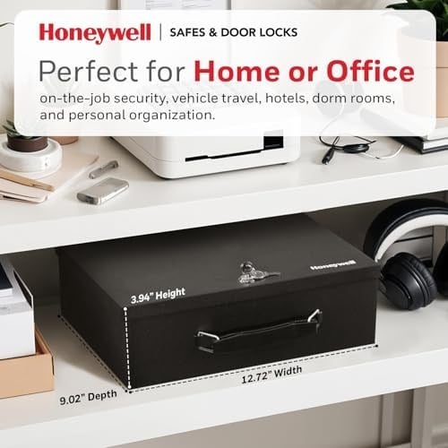 Honeywell Kasa & Kapı Kilitleri 6104 Yangına Dayanıklı Çelik Güvenlik Kasası, Tuş Kilidi, 0,17 Ayaklar, Siyah