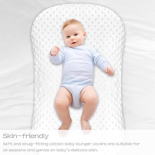 Hooyax Minky Bebek Şezlong Kılıfı 2li Paket Birinci Sınıf Yenidoğan Şezlong Kılıfları, Bebek Yuvası Şezlongları için Organik Çıkarılabilir Bebek Kılıfları, Erkek Kızlar için Ultra Yumuşak Rahat Kesim