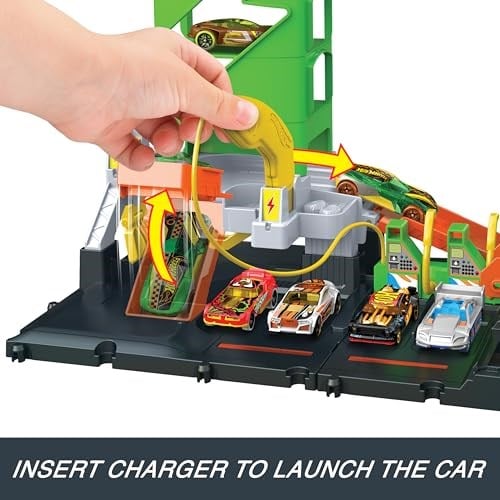 Hot Wheels Elektrikli Araç Şarj İstasyonu Oyun Seti Hot Wheels Elektrikli Araç Şarj İstasyonu ve 1:64 ölçekli oyuncak araba HTN79