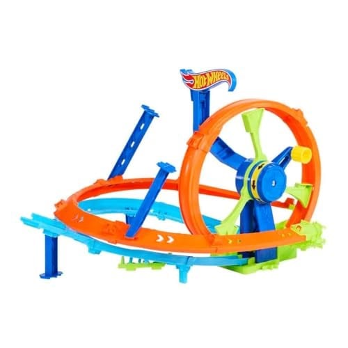 Hot Wheels Hızlı Fırlatma ve Döngü Parkuru Oyun Seti Hot Wheels Hızlı Fırlatma ve Döngü Parkuru Oyun Seti ve 1:64 ölçekli metal oyuncak araba, çarpışma temalı pist seti JBX65