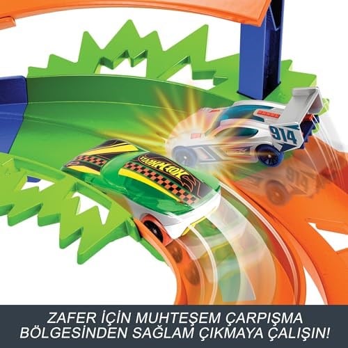 Hot Wheels İkili Yarış ve Akrobasi Pisti Hot Wheels İkili Yarış ve Akrobasi Pisti, 2 adet 1:64 ölçekli oyuncak araba, kolayca saklanabilir HTK17