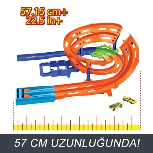 Hot Wheels İkili Yarış ve Akrobasi Pisti Hot Wheels İkili Yarış ve Akrobasi Pisti, 2 adet 1:64 ölçekli oyuncak araba, kolayca saklanabilir HTK17