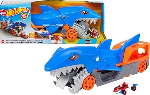 Hot Wheels Köpek Balığı Taşıyıcı Hot Wheels Köpek Balığı Taşıyıcı Oyun Seti, 1 Adet 1:64 Ölçekli Araba İçerir, 4-8 Yaş Arası Çocuklar İçin GVG36 GVG36
